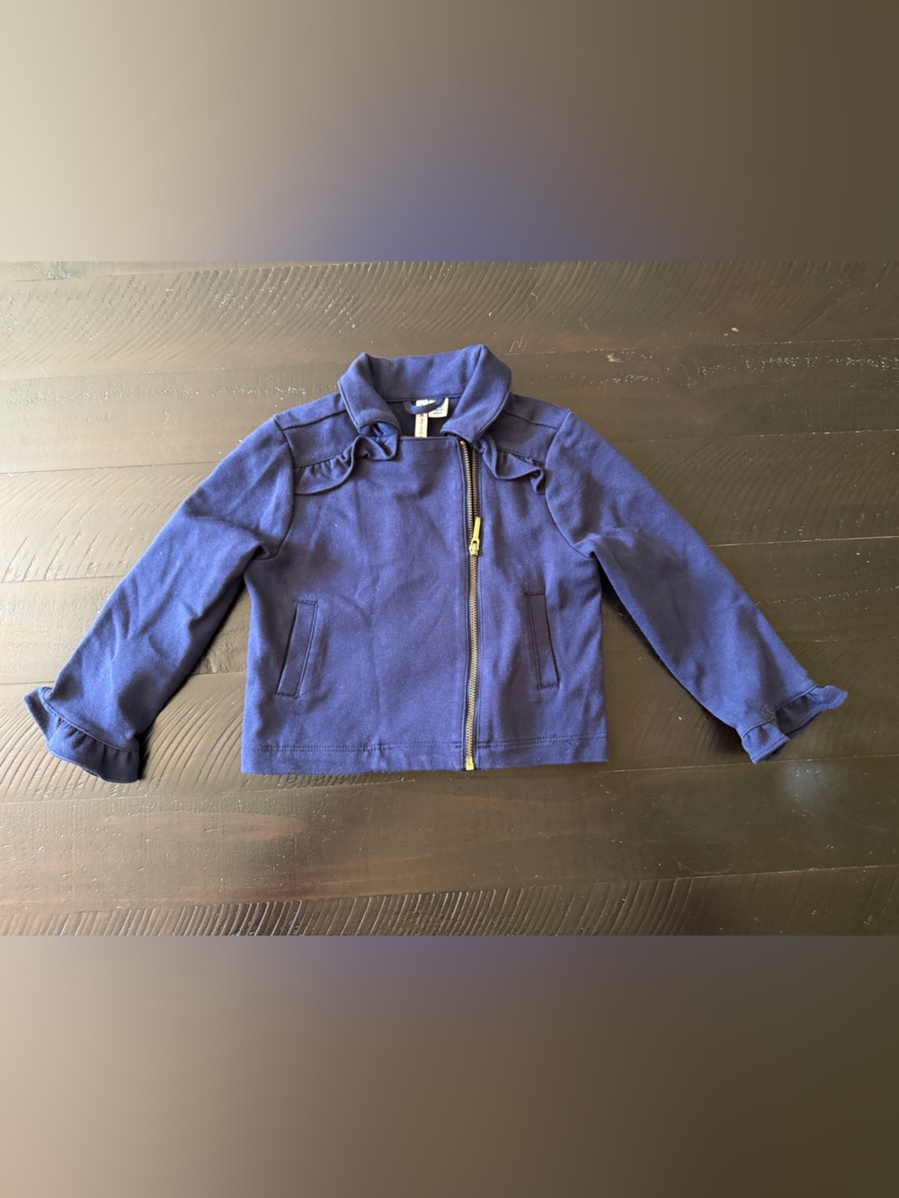 Girls Navy Ruffle-Trim Zip Janie and Jack Jacket